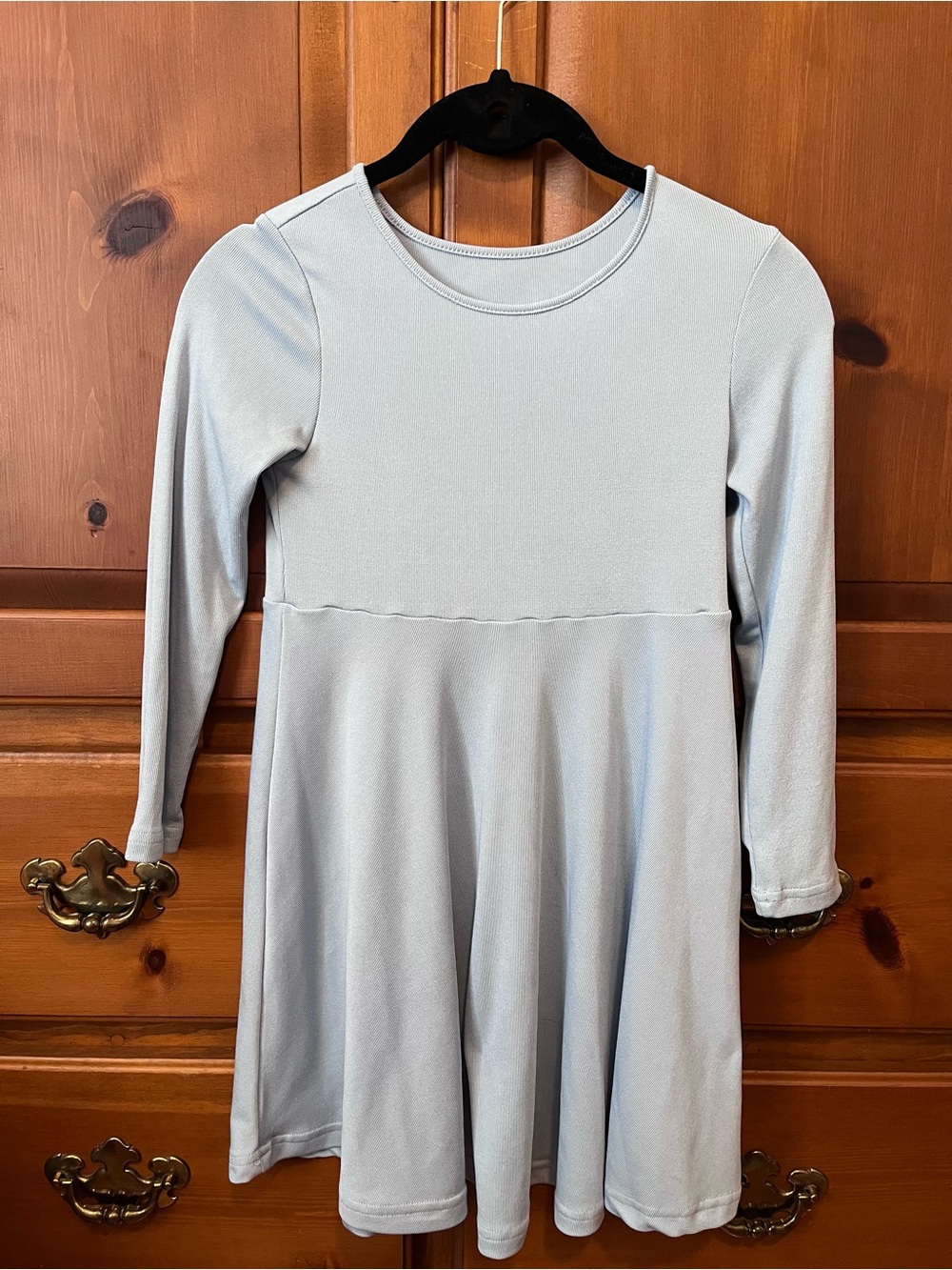 Girls' Long Sleeve Light Blue Skater Dress
